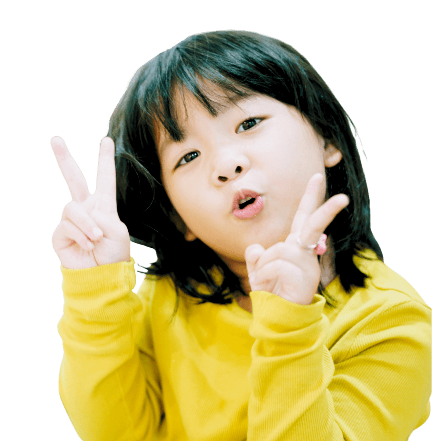 A child holding up their two fingers