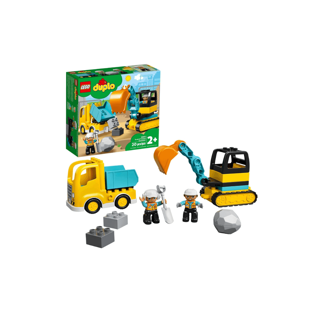LEGO DUPLO Town Truck & Tracked Excavator Construction Vehicle