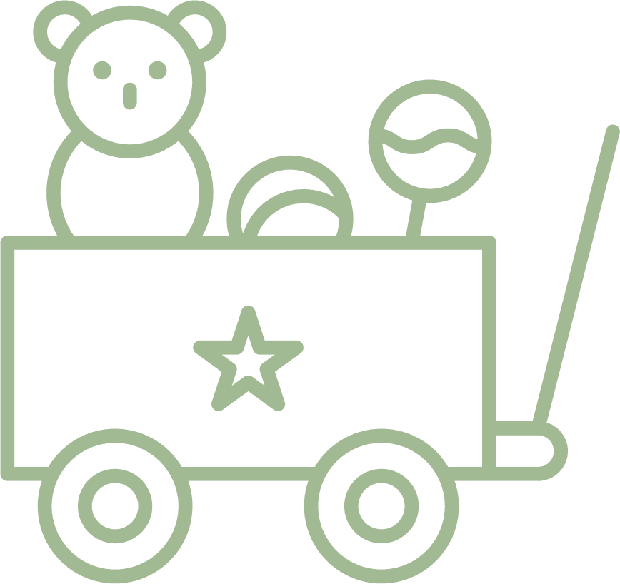 An icon of a wagon filled with kids toys
